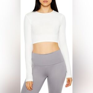 Forever 21 Women's Seamless Long-Sleeve Crop Top Size Large Color White New‎